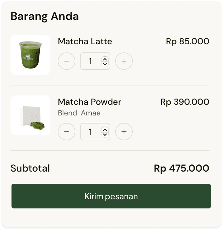 Order details capture interface